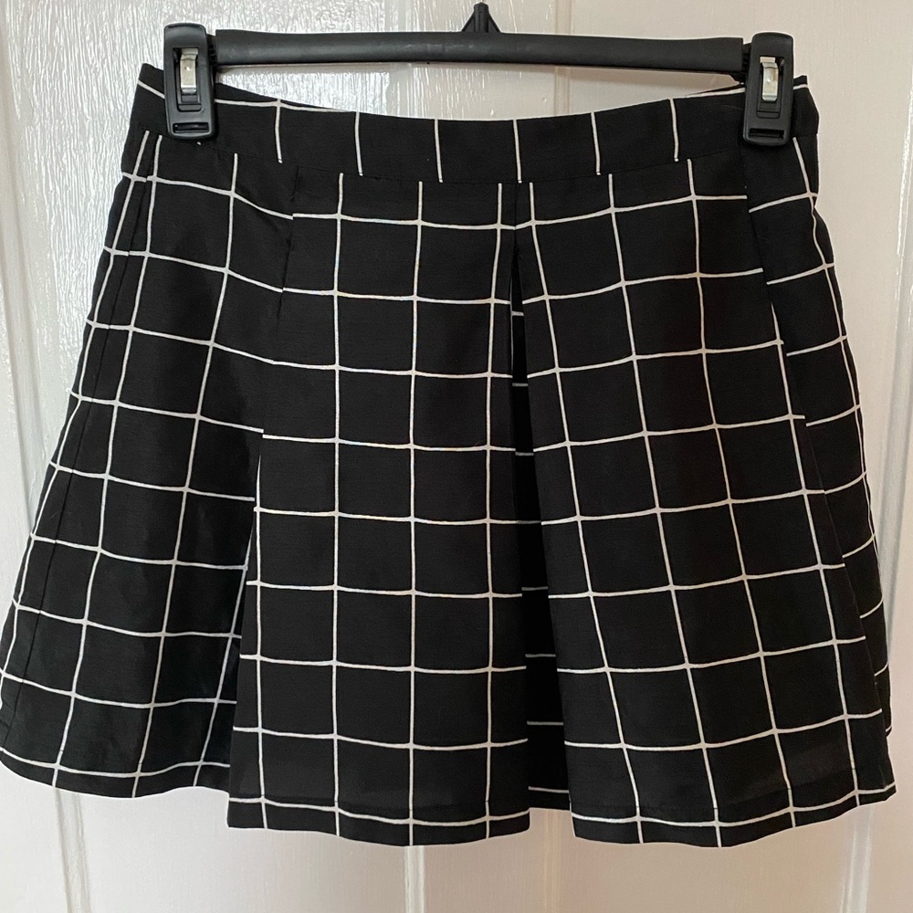 Grid Pleated Skirt